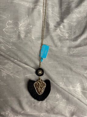 Black & Gold Fringe Pendant Necklace - Women Jewelry